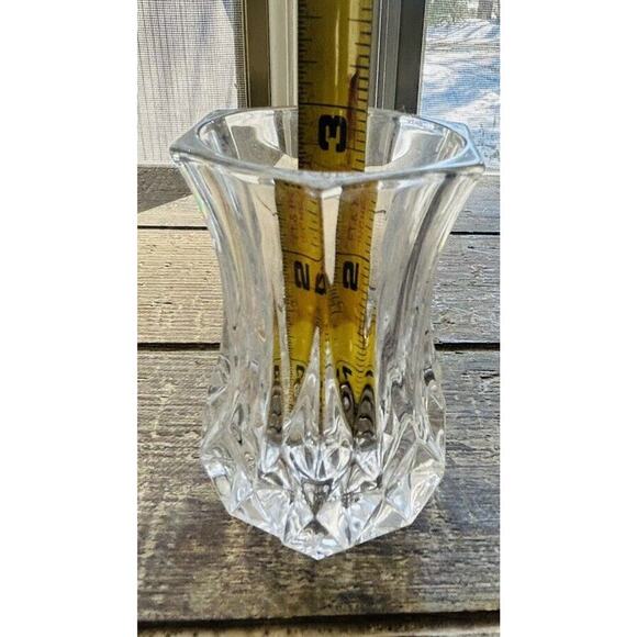Cut Crystal 3” Bud Vase Toothpick Holder Elegant 6 Sided Hexagon Clear Glass - Picture 9 of 10